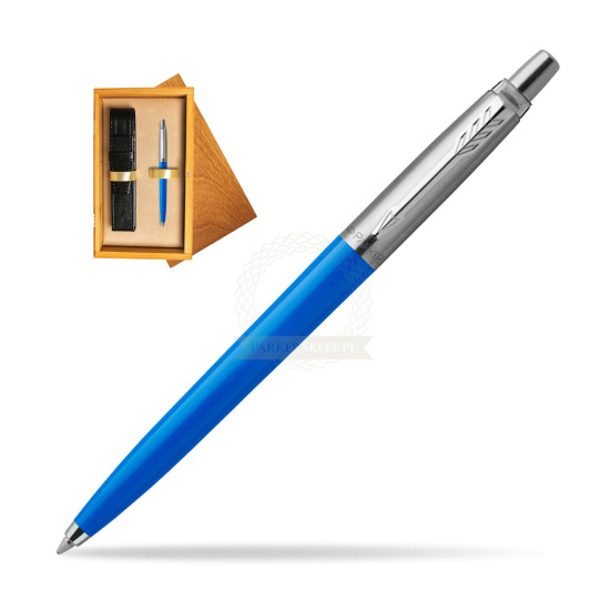 Parker Jotter Originals Blue Penna a Sfera in single wooden box Honey Single Ecru