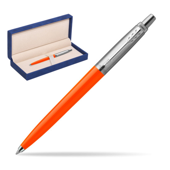Parker Jotter Originals Orange Ballpoint Pen in suede box navy blue