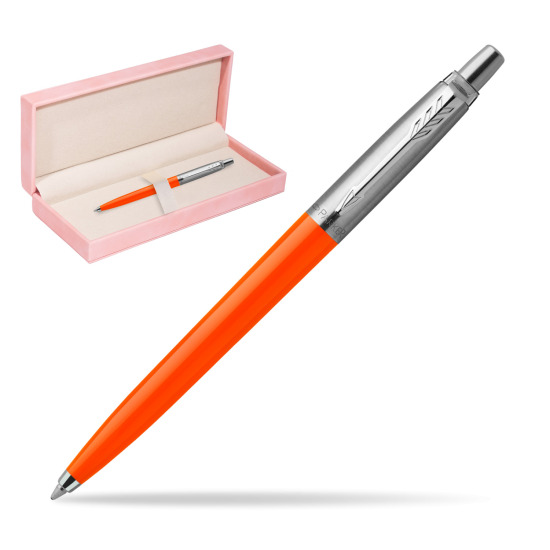 Parker Jotter Originals Orange Ballpoint Pen in suede box pink