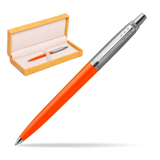 Parker Jotter Originals Orange Ballpoint Pen in suede box yellow