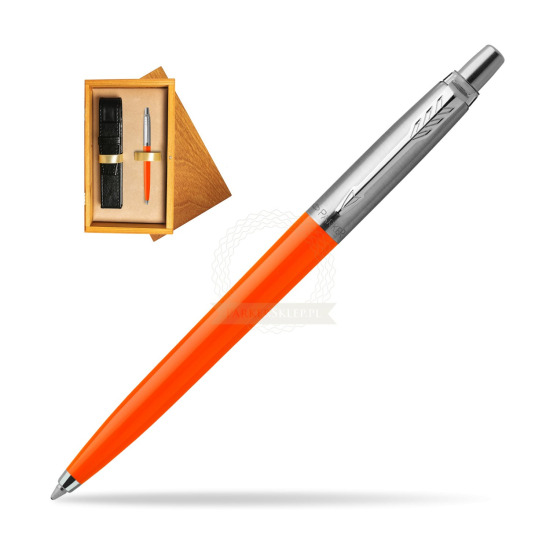 Parker Jotter Originals Orange Ballpoint Pen in single wooden box Honey Single Ecru