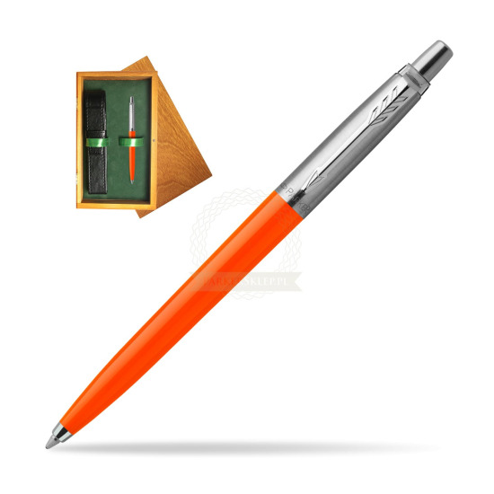Parker Jotter Originals Orange Ballpoint Pen in single wooden box Honey Single Green