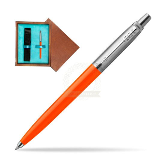 Parker Jotter Originals Orange Ballpoint Pen in single wooden box Mahogany Single Turquoise 