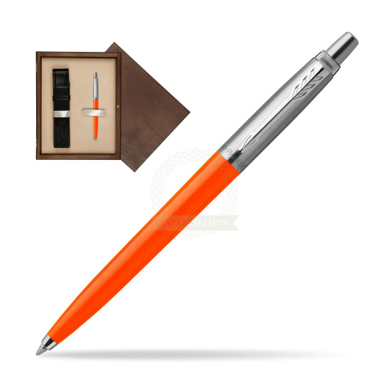 Parker Jotter Originals Orange Ballpoint Pen in single wooden box Wenge Single Ecru