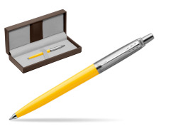Parker Jotter Originals Yellow Ballpoint Pen in the brown leather box