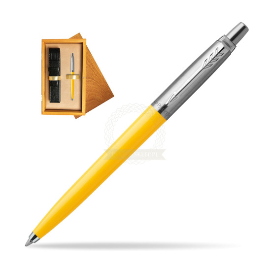 Parker Jotter Originals Yellow Ballpoint Pen in single wooden box Honey Single Ecru