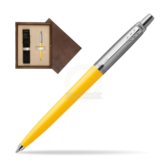 Parker Jotter Originals Yellow Ballpoint Pen in single wooden box Wenge Single Ecru