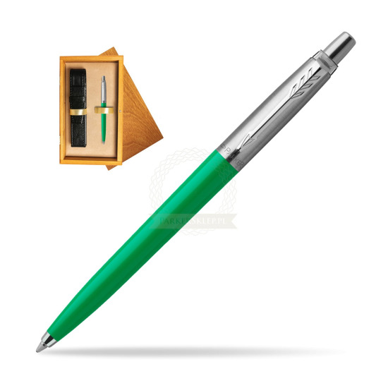 Parker Jotter Originals Green  Ballpoint Pen in single wooden box Honey Single Ecru