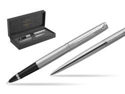 Parker Jotter Stainless Steel Chrome Color Trim CT Pen Penna Roller + Penna Pen in a Gift Box in original Parker Prestige box