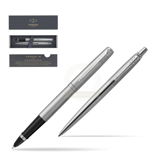 Parker Jotter Stainless Steel Chrome Color Trim CT Pen Penna Roller + Penna Pen in a Gift Box 