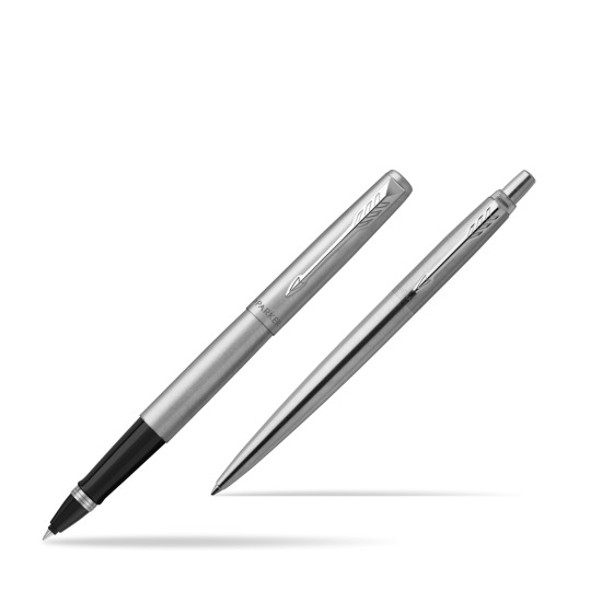 Parker Jotter Stainless Steel Chrome Color Trim CT Pen Penna Roller + Penna Pen in a Gift Box