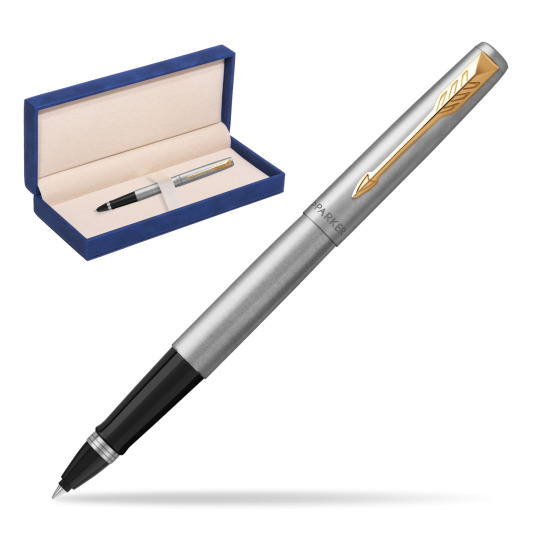 Parker Jotter Steel GT Penna Roller Pen in suede box navy blue