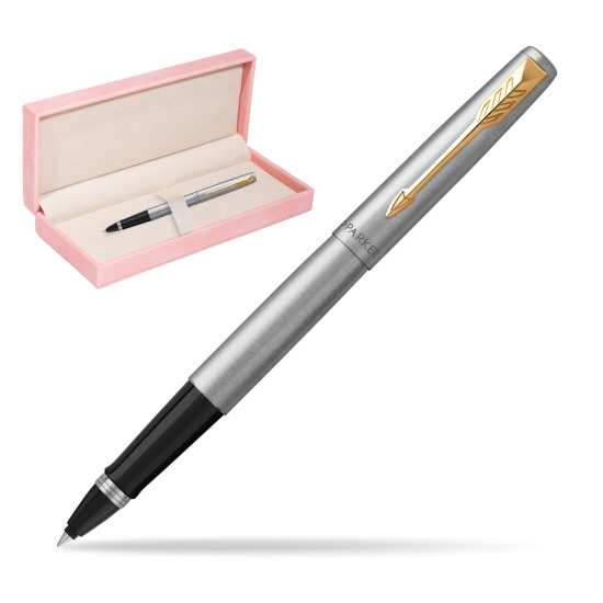 Parker Jotter Steel GT Penna Roller Pen in suede box pink