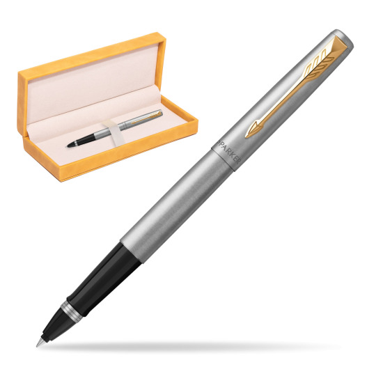 Parker Jotter Steel GT Penna Roller Pen in suede box yellow