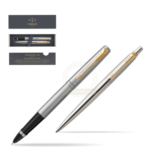 Parker Jotter Stainless Steel Chrome Color Trim GT Pen Penna Roller + Penna Pen in a Gift Box 