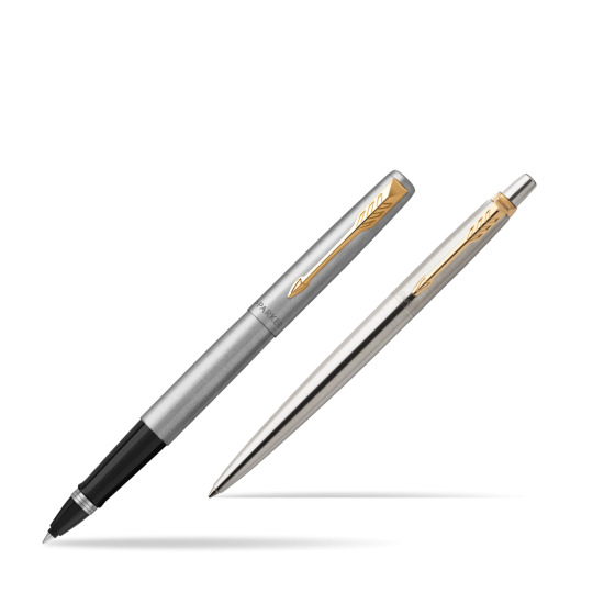 Parker Jotter Stainless Steel Chrome Color Trim GT Pen Penna Roller + Penna Pen in a Gift Box