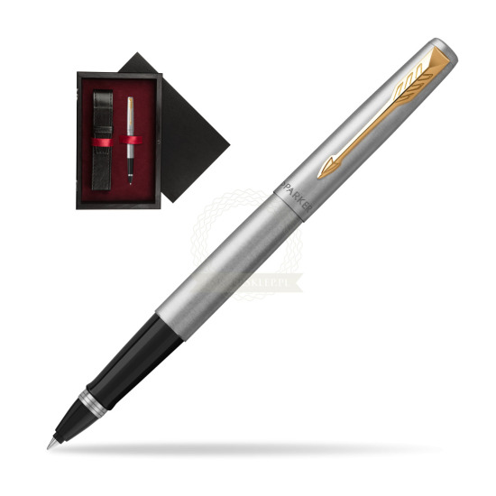 Parker Jotter Steel GT Penna Roller Pen in single wooden box Black Single Maroon