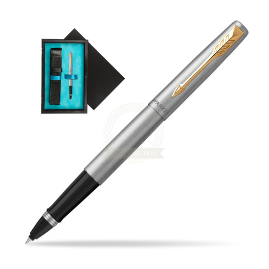 Parker Jotter Steel GT Penna Roller Pen in single wooden box Black Single Turquoise