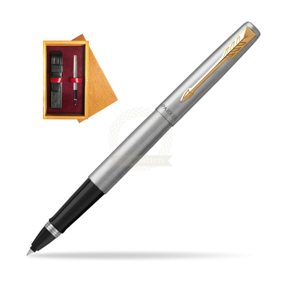 Parker Jotter Steel GT Penna Roller Pen in single wooden box Honey Single Maroon