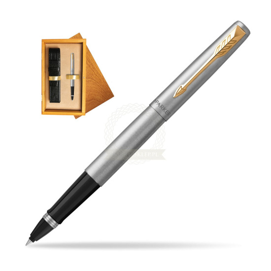 Parker Jotter Steel GT Penna Roller Pen in single wooden box Honey Single Ecru