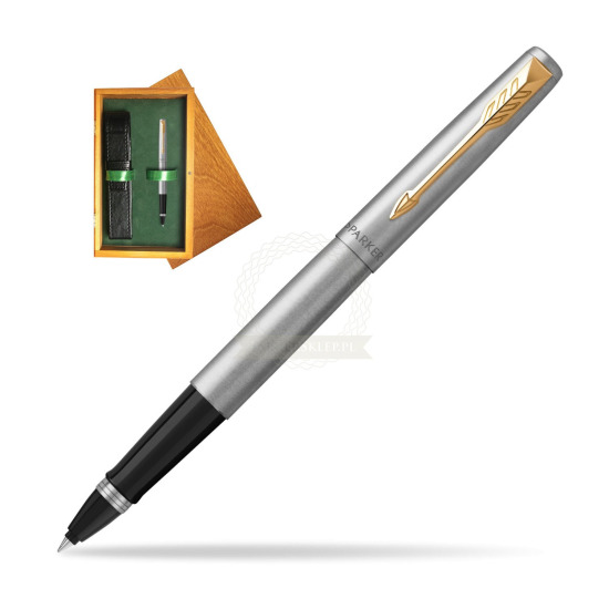 Parker Jotter Steel GT Penna Roller Pen in single wooden box Honey Single Green