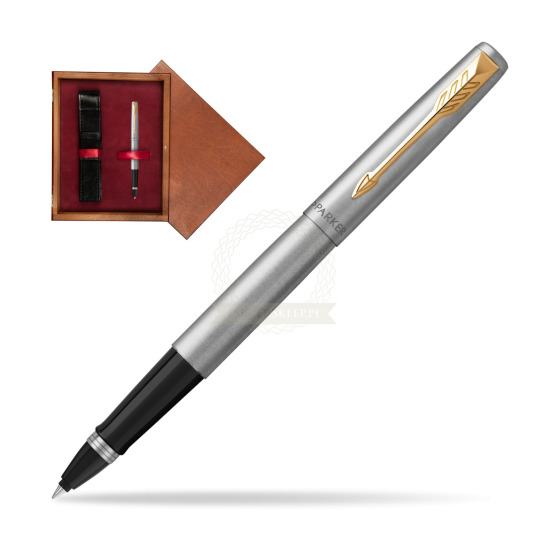 Parker Jotter Steel GT Penna Roller Pen in single wooden box Mahogany Single Maroon