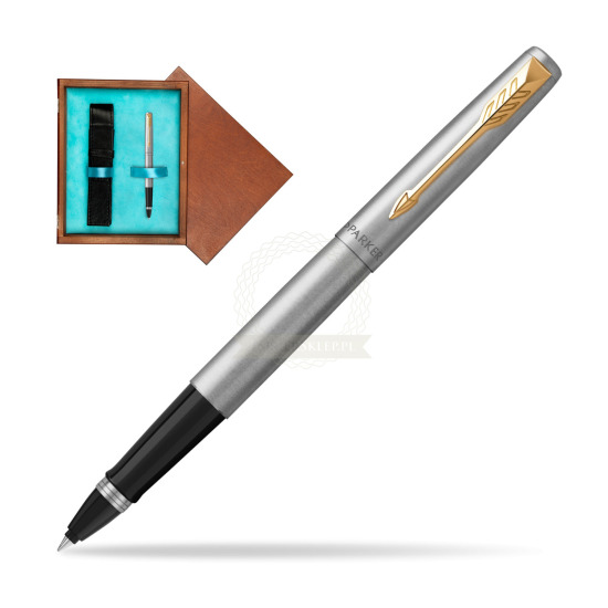 Parker Jotter Steel GT Penna Roller Pen in single wooden box Mahogany Single Turquoise 