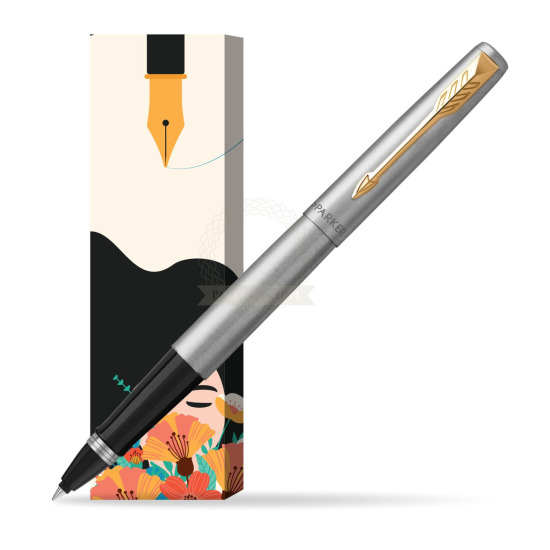 Parker Jotter Steel GT Penna Roller Pen in cover Poppy