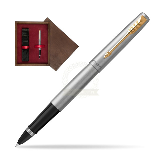 Parker Jotter Steel GT Penna Roller Pen in single wooden box Wenge Single Maroon