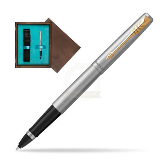 Parker Jotter Steel GT Penna Roller Pen in single wooden box Wenge Single Turquoise 