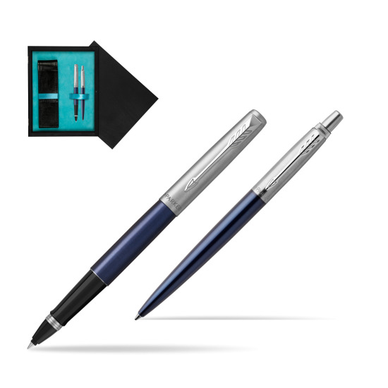 Parker Jotter Royal Blue CT Pen Penna Roller + Penna Pen in a Gift Box in double wooden box Black Double Turquoise