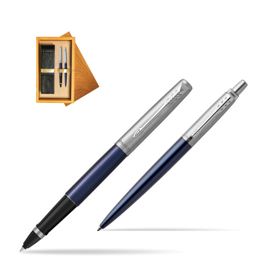 Parker Jotter Royal Blue CT Pen Penna Roller + Penna Pen in a Gift Box in double wooden box Honey Double Ecru