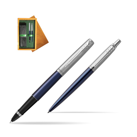 Parker Jotter Royal Blue CT Pen Penna Roller + Penna Pen in a Gift Box in double wooden box Honey Green