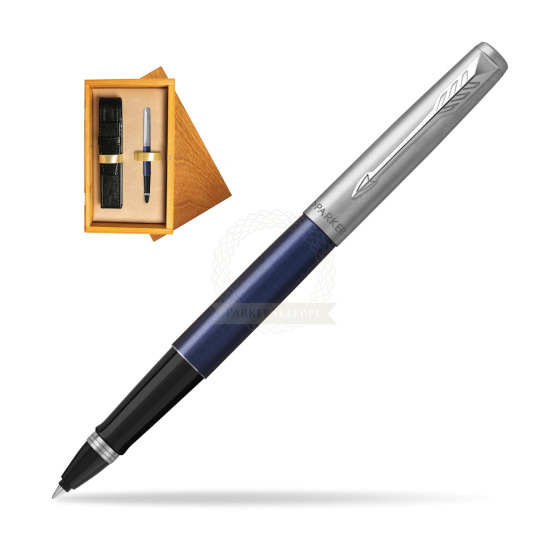 Parker Jotter Royal Blue CT Rollerball Pen in single wooden box Honey Single Ecru