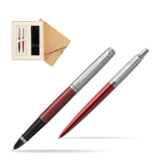 Parker Jotter Kensington Red CT Rollerball Pen + Ballpoint Pen in a Gift Box in Standard 2