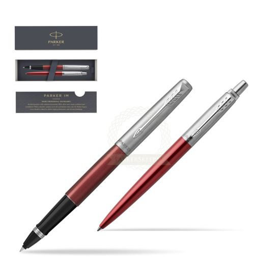 Parker Jotter Kensington Red CT Rollerball Pen + Ballpoint Pen in a Gift Box 