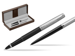 Parker Jotter Black Bond Street CT Roller + Stylo-bille in a Gift Box in the brown leather box