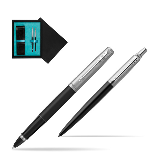 Parker Jotter Black Bond Street CT Pen Penna Roller + Penna Pen in a Gift Box in double wooden box Black Double Turquoise
