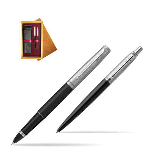 Parker Jotter Black Bond Street CT Pen Penna Roller + Penna Pen in a Gift Box in double wooden box Honey Double Maroon