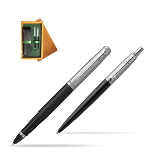 Parker Jotter Black Bond Street CT Pen Penna Roller + Penna Pen in a Gift Box in double wooden box Honey Green