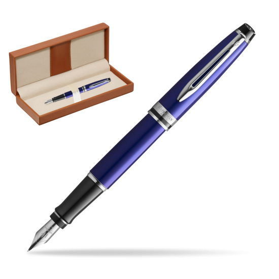 Waterman Penna Stilografica Expert Navy Blue CT  in classic box brown