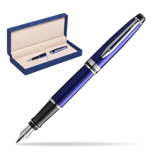 Waterman Penna Stilografica Expert Navy Blue CT in suede box navy blue