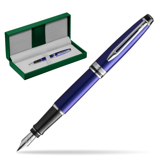 Waterman Fountain Pen Expert Navy Blue CT in the green leather box