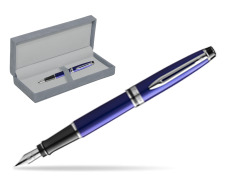 Waterman Penna Stilografica Expert Navy Blue CT in suede box grey