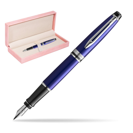 Waterman Penna Stilografica Expert Navy Blue CT in suede box pink