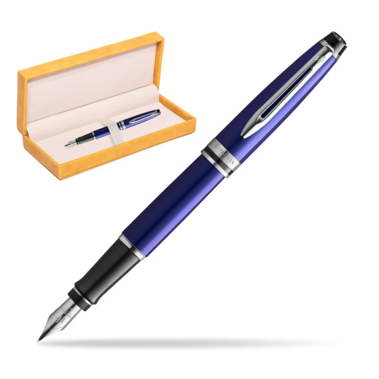 Waterman Penna Stilografica Expert Navy Blue CT in suede box yellow