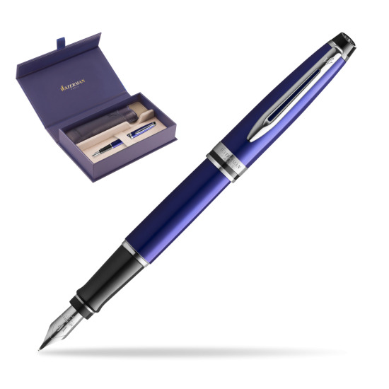 Waterman Penna Stilografica Expert Navy Blue CT in original Waterman box, slide-out case