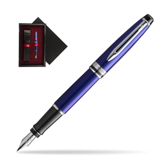 Waterman Penna Stilografica Expert Navy Blue CT in single wooden box Black Single Maroon