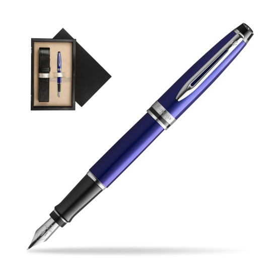 Waterman Penna Stilografica Expert Navy Blue CT in single wooden box Wenge Single Ecru