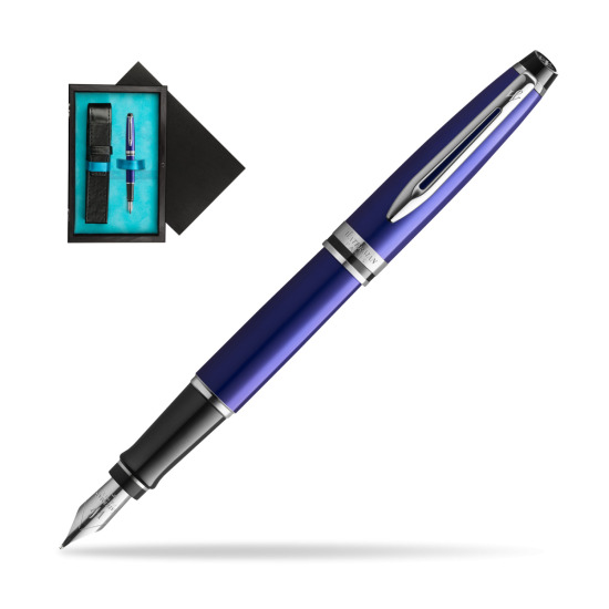 Waterman Penna Stilografica Expert Navy Blue CT in single wooden box Black Single Turquoise